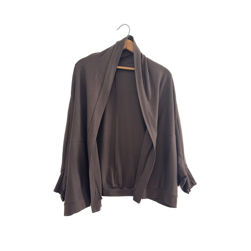 Ter Et Bantine Open Front Cardigan Brown Linen Cotton 42‎
